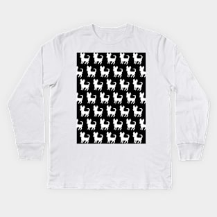 Chihuahua silhouette print (large) black and white Kids Long Sleeve T-Shirt